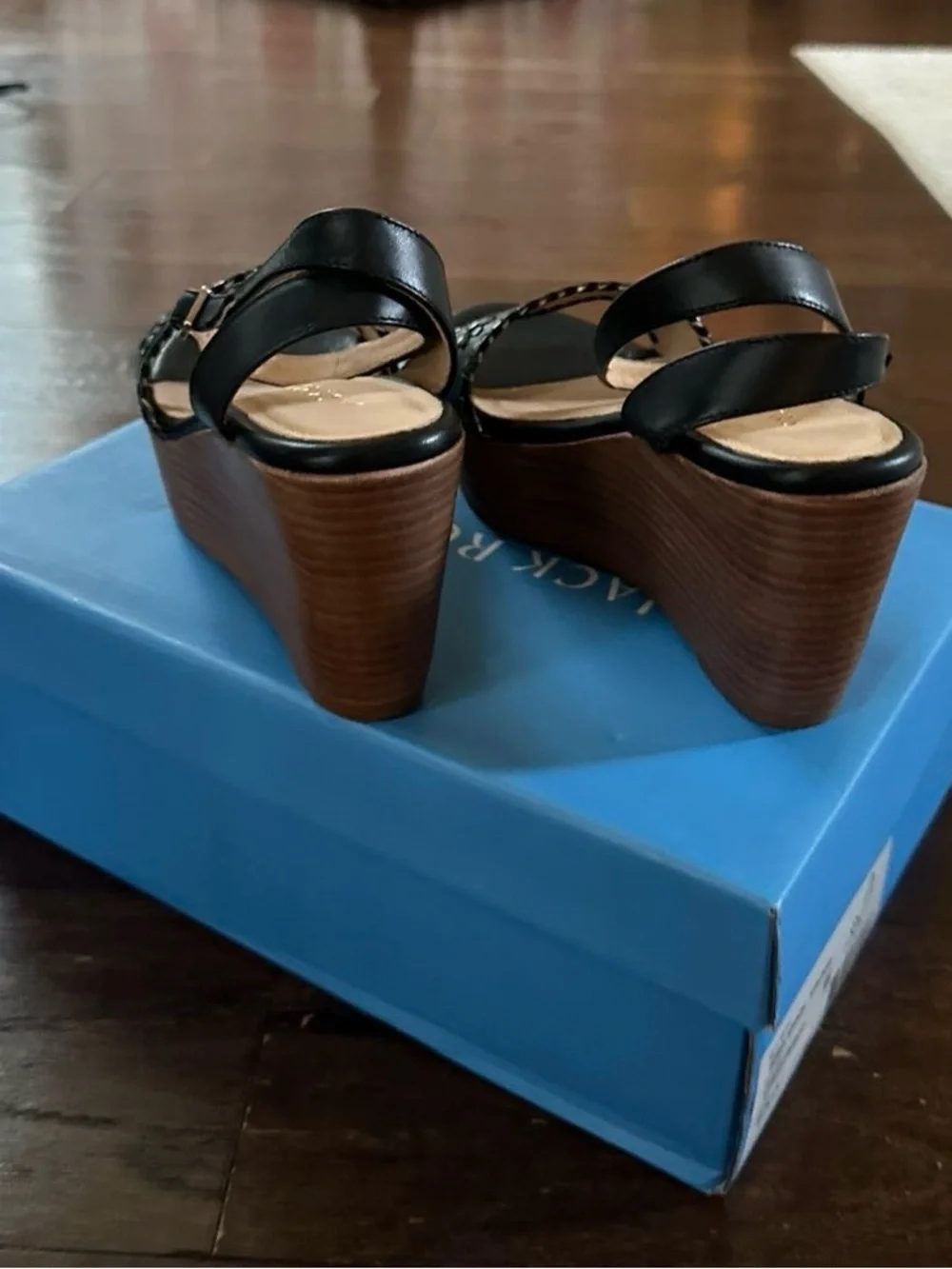 Jack Rogers Ferry Stacked Platform Wedge Sandal Black size 7 Brand New